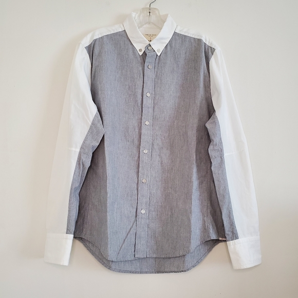 rag & bone Tops - Rag & Bone Gray White Colorblock Button Down Shirt